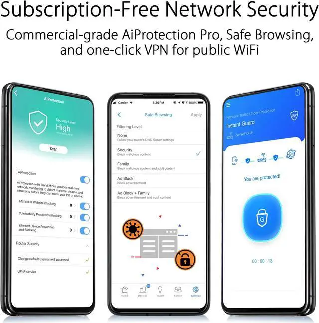 Alt view image 4 of 11 - ASUS ZenWiFi Whole-Home Tri-band Mesh WiFi 6E System (ET8 3PK), Coverage up to 7,500 sq.ft, 6600Mbps, new 6GHz band, AiMesh, Lifetime Free Internet Security, Parental Control, Easy Setup, Instant Guard