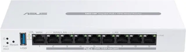Alt view image 3 of 6 - ASUS ExpertWiFi EBG19P Gigabit PoE+ VPN wired router, 8 PoE+ ports, 123W, Up to 3 WAN ethernet ports + 1 USB WAN, Perfect for APs, Commercial-grade network security