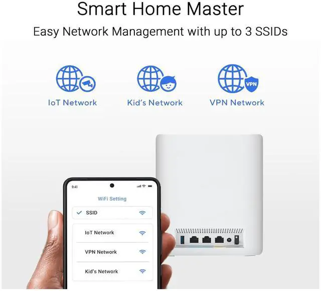 Alt view image 9 of 10 - ASUS ZenWiFi BT10 Tri-Band WiFi 7 Mesh, 18 Gbps, 3000 sq.ft (1pk), Dual 10G Ports, Security and Parental Controls Included, Smart Home Master SSIDs, 4G & 5G Mobile Tethering