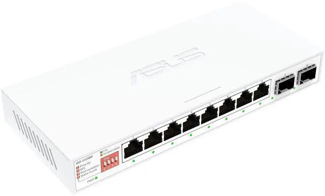 Alt view image 2 of 4 - ASUS QG-U1080, 5-Port 2.5G and 2-Port 10G SFP+ Unmanaged Switch, Support 4 Intelligent Modes, Home Network Hub, Office Ethernet Splitter, Plug and Play, Easy Setup, Desktop, Silent Operation