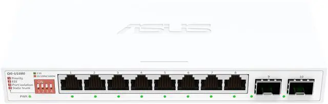 Alt view image 4 of 4 - ASUS QG-U1080, 5-Port 2.5G and 2-Port 10G SFP+ Unmanaged Switch, Support 4 Intelligent Modes, Home Network Hub, Office Ethernet Splitter, Plug and Play, Easy Setup, Desktop, Silent Operation