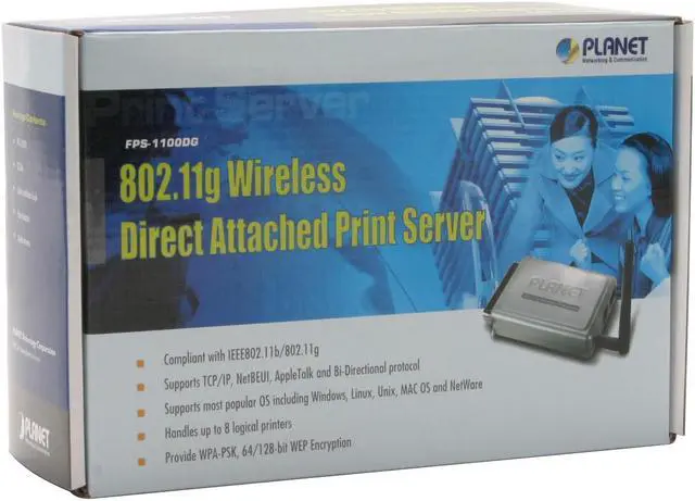 Alt view image 6 of 6 - PLANET FPS-1100DG Fast Ethernet Print Server 802.11b / g, RJ45 1 x 36-pin Centronics (male)