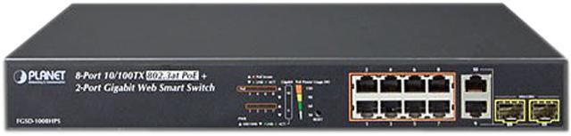 Main image of Planet FGSD-1008HPS 8-Port 10/100TX 802.3at PoE + 2-Port Gigabit TP / SFP Combo Web Smart Switch