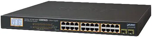 Main image of Planet GSW-2620VHP 24-Port 10/100/1000T 802.3at PoE + 2-Port Gigabit SFP Ethernet Switch with LCD PoE Monitor (300W)