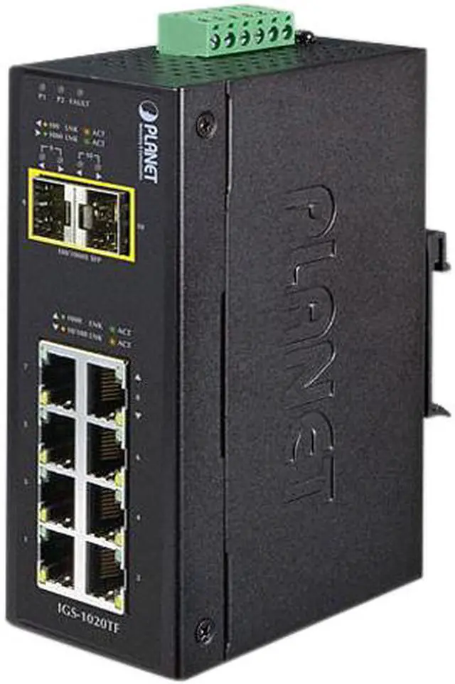Main image of PLANET IGS-1020TF Industrial 8-Port 10/100/1000T + 2-Port 100/1000X SFP Ethernet Switch (-40~75 Degrees C)