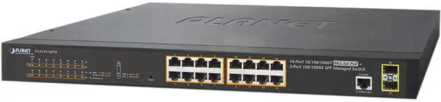 Main image of PLANET GS-4210-16P2S Managed 16-Port 10/100/1000T 802.3at PoE + 2-Port 100/1000X SFP Managed Switch