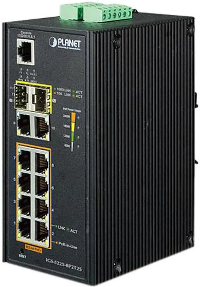 Main image of PLANET IGS-5225-8P2T2S L2+ Industrial 8-Port 10/100/1000T 802.3at PoE + 2-Port 10/100/1000T+ 2-Port 100/1000X SFP Managed Ethernet Switch