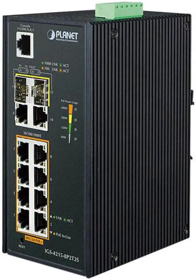 Main image of PLANET IGS-4215-8P2T2S Managed 8-Port 10/100/1000T 802.3at PoE + 2-Port 10/100/1000T + 2-Port 100/1000X SFP Managed Switch