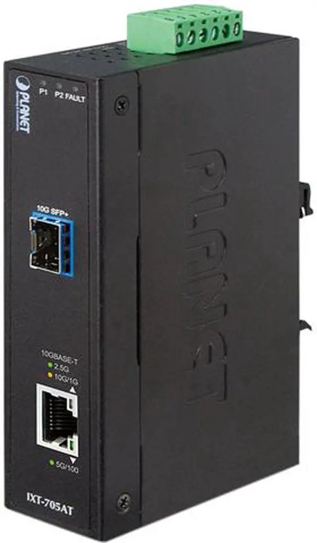 Main image of PLANET IXT-705AT Industrial 10G / 5G / 2.5G / 1G / 100M Copper to 10GBASE-X SFP+ Media Converter