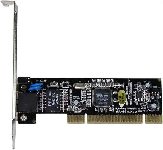 Alt view image 2 of 5 - SYBA PCI 10/100/1000Mbps Gigabit 32Bit Network Adapter 1x RJ-45 Model SY-VIA-GA