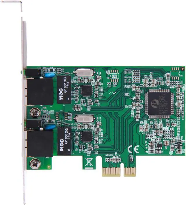Alt view image 2 of 5 - SYBA SD-PEX24033 Dual LAN Ports Gigabit Ethernet Card, Realtek Chipset 10/100/1000Mbps PCI-Express x1 2 x RJ45