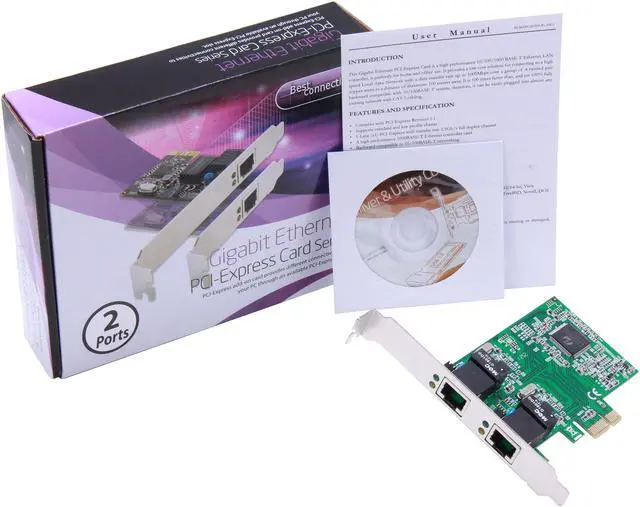 Alt view image 5 of 5 - SYBA SD-PEX24033 Dual LAN Ports Gigabit Ethernet Card, Realtek Chipset 10/100/1000Mbps PCI-Express x1 2 x RJ45