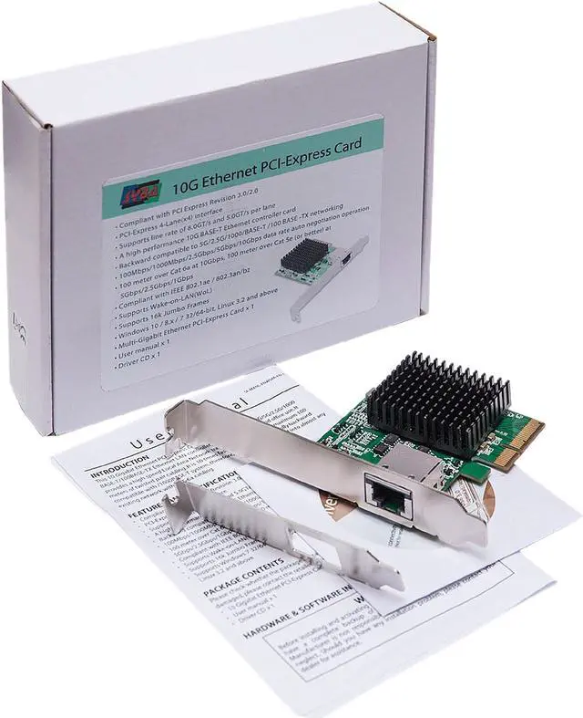 Alt view image 4 of 8 - SYBA SD-PEX24055 10 Gigabit 10GBase-T NBASE-T Ethernet PCI-e x4 Network Card (AQTION AQC107 Chipset) 10Gbps PCI-Express x4