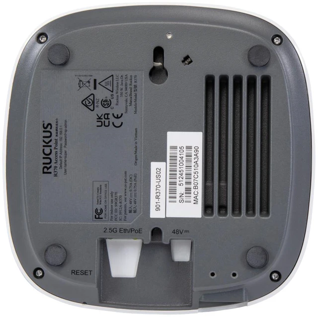 Alt view image 4 of 4 - RUCKUS R370 Indoor Access Point - Wi-Fi 7, Dual-Band 2x2:2, 3.57 Gbps Max Rate, 2.5GbE Port, IoT Ready