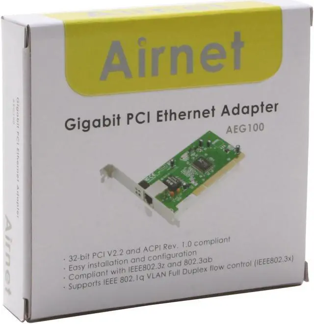 Alt view image 5 of 5 - Airnet AEG100 Gigabit Adapter 10/100/1000Mbps PCI 1 x RJ45