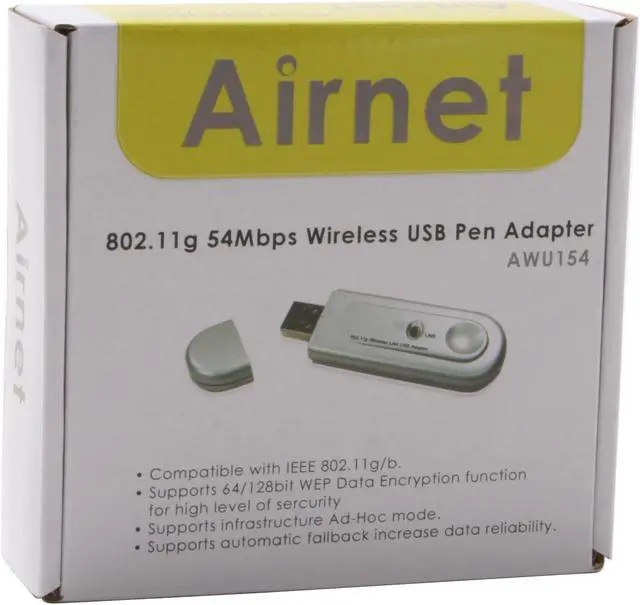 Alt view image 5 of 5 - Airnet AWU154 Wireless Pen Adapter IEEE 802.11b/g USB 2.0 Up to 54Mbps Wireless Data Rates