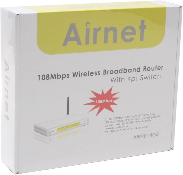 Airlan R04p Router Airnet AWR014G8 108Mbps 4-Port Wireless Router Switch - Newegg.com