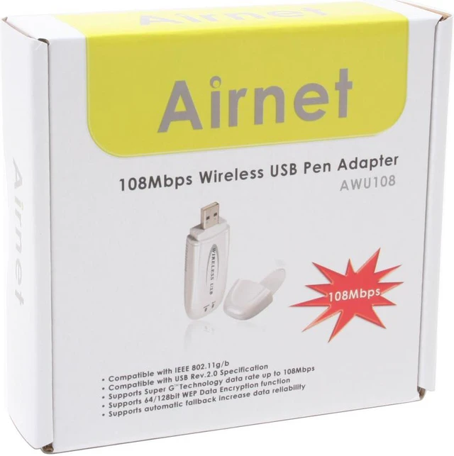 Airnet AWU108 USB 2.0 Super-G 108Mbps Wireless Adapter - Newegg.com