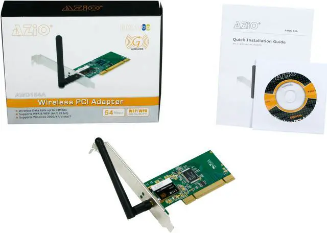 Alt view image 5 of 5 - AZiO AWD154a 802.11g 54Mbps Wireless PCI Adapter IEEE 802.11b/g PCI Up to 54Mbps Wireless Data Rates