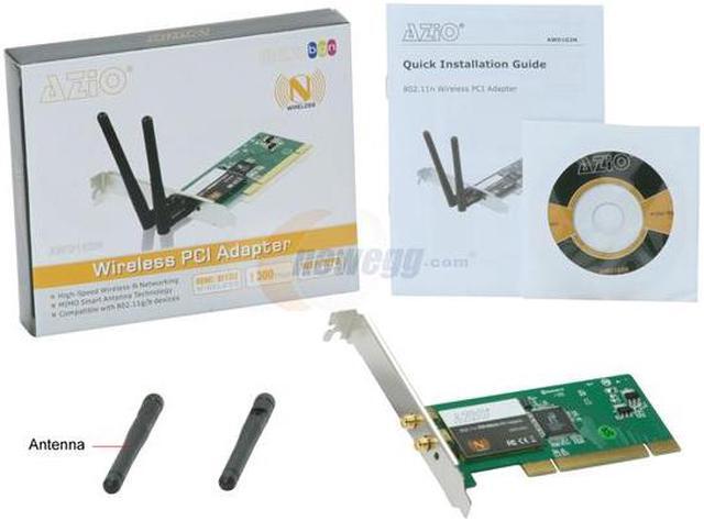 Alt view image 5 of 5 - AZiO AWD102N Wireless Adapter IEEE 802.11b/g, IEEE 802.11n Draft 2.0 PCI Up to 300Mbps Wireless Data Rates