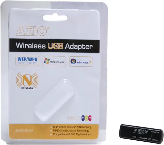 Alt view image 6 of 6 - AZiO AWU101N Wireless Adapter IEEE 802.11b/g, IEEE 802.11n Draft 2.0 USB 2.0 Up to 150Mbps Wireless Data Rates