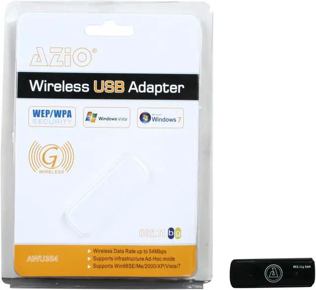 Alt view image 5 of 5 - AZiO AWU354 Wireless Adapter IEEE 802.11b/g USB 2.0 Up to 54Mbps Wireless Data Rates