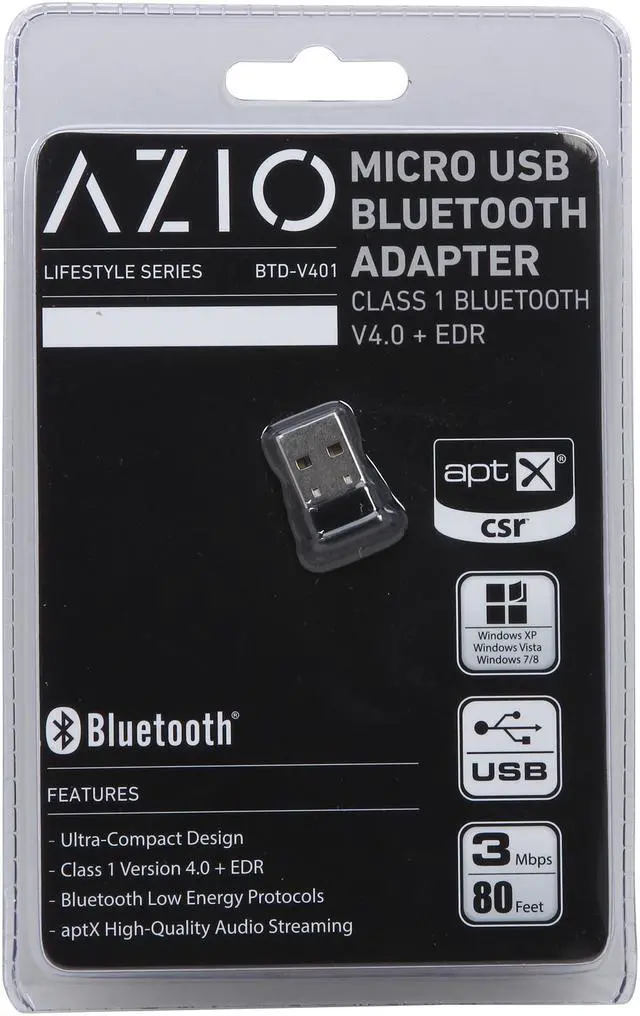 Alt view image 5 of 5 - AZiO BTD-V401 USB Micro Bluetooth Adapter (V4.0 EDR + aptX)