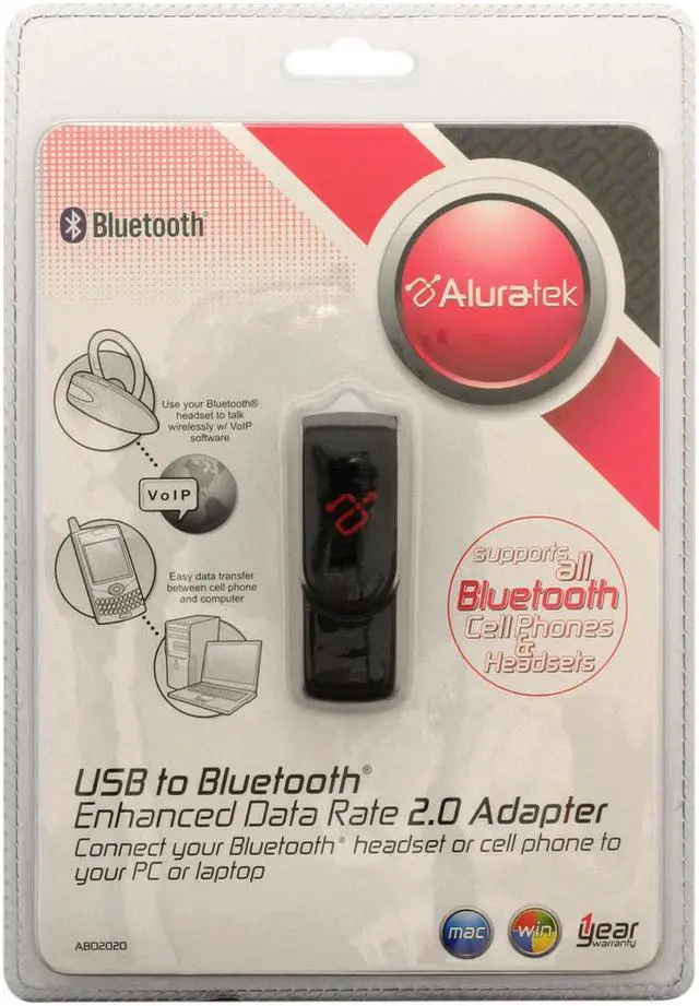 Alt view image 3 of 3 - Aluratek ABD2020 Bluetooth Wireless 2.0 EDR USB Adapter