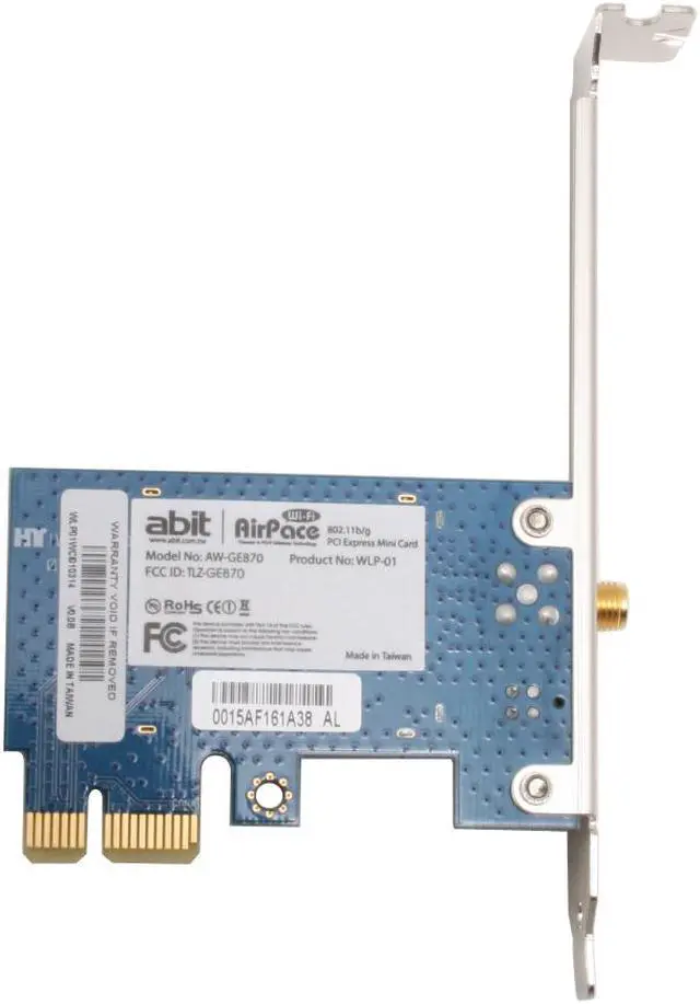 Alt view image 4 of 7 - ABIT AirPace Wi-Fi Wireless Adapter IEEE 802.11b/g, Wi-Fi compliant PCI Express Up to 54Mbps Wireless Data Rates