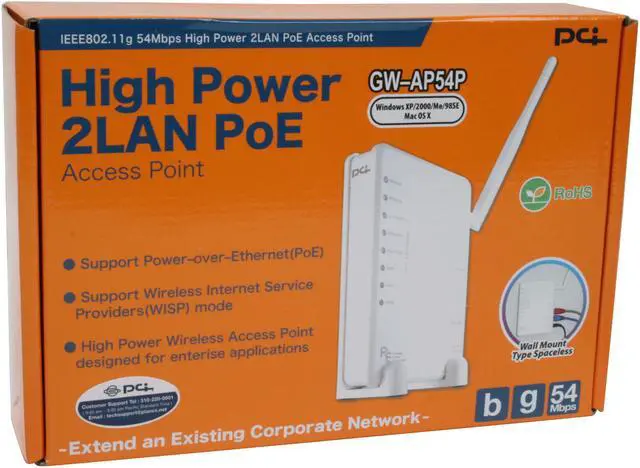 Alt view image 7 of 7 - Planex GW-AP54P 2LAN POE Access Point Design in Japan by Plannex Communications Inc. (PCI) IEEE 802.11b/g Ethernet Port Up to 54Mbps Wireless Data Rates