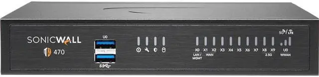 Main image of SonicWall TZ470 Network Security/Firewall Appliance - 8 Port - 10/100/1000Base-T - 2.5 Gigabit Ethernet - DES, 3DES, MD5, SHA-1, AES (128-bit), AES (192-bit), AES (256-bit) 02-SSC-6793