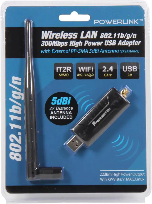 Alt view image 6 of 6 - Premiertek PT-H5DN PowerLink Wireless High-Gain Adapter IEEE 802.11b/g/n, 802.3/3u USB 2.0 Up to 300Mbps Wireless Data Rates