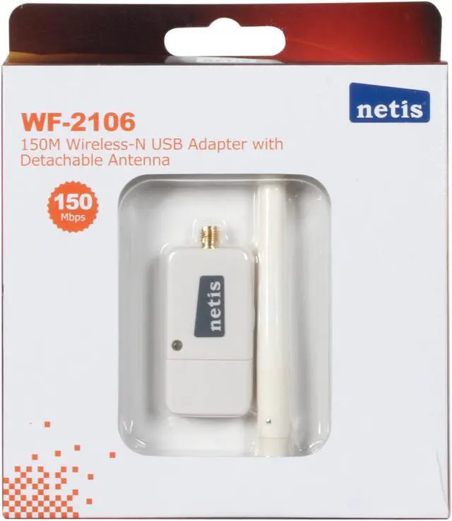 Alt view image 6 of 6 - NETIS WF-2106 Wireless 11N Adapter with Detachable Antenna IEEE 802.11b/g/n USB 2.0 Up to 150Mbps Wireless Data Rates