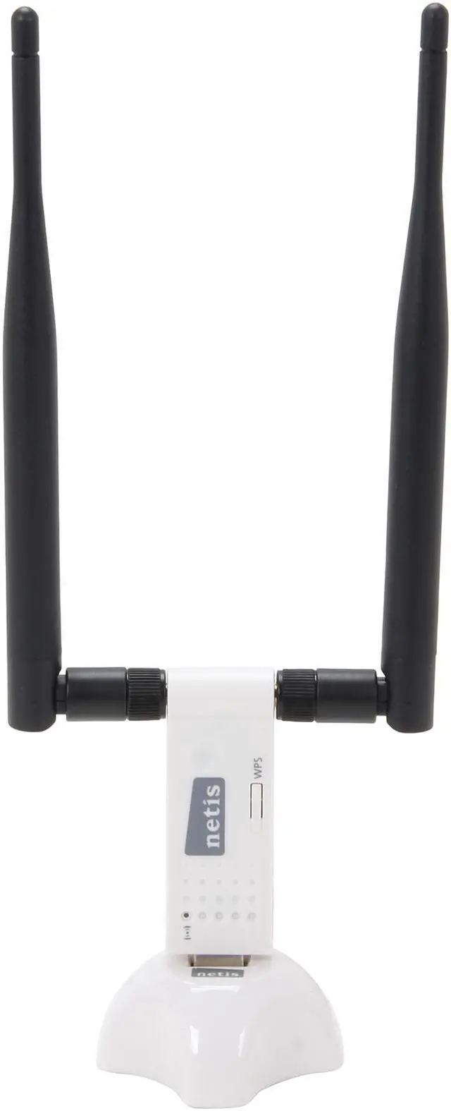 Alt view image 2 of 5 - NETIS WF-2116 N300 Wireless High Gain USB Adapter with Double 5dBi Antennas and USB Cradle Extension Compatible with Windows MAC Linux OS