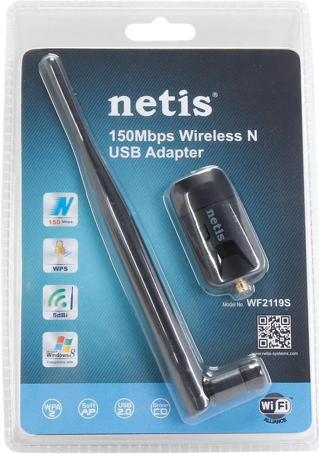 Alt view image 4 of 4 - NETIS WF2119S 150Mbps Wireless N USB Adapter IEEE 802.11b/g/n USB 2.0 Up to 150Mbps Wireless Data Rates