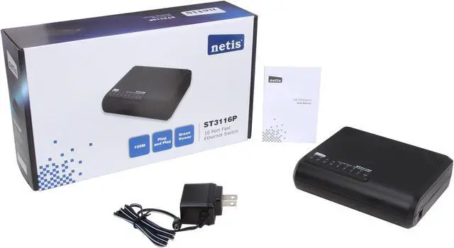 Alt view image 8 of 7 - NETIS ST3116P Unmanaged 16 Port Fast Ethernet Plastic Desktop Switch