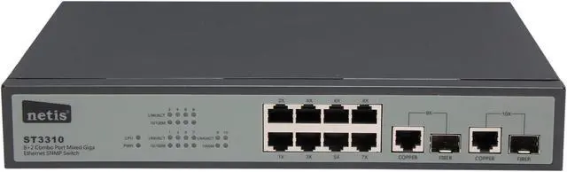 Alt view image 2 of 6 - NETIS ST3310 8FE+2 Combo-Port Gigabit Ethernet SNMP Switch