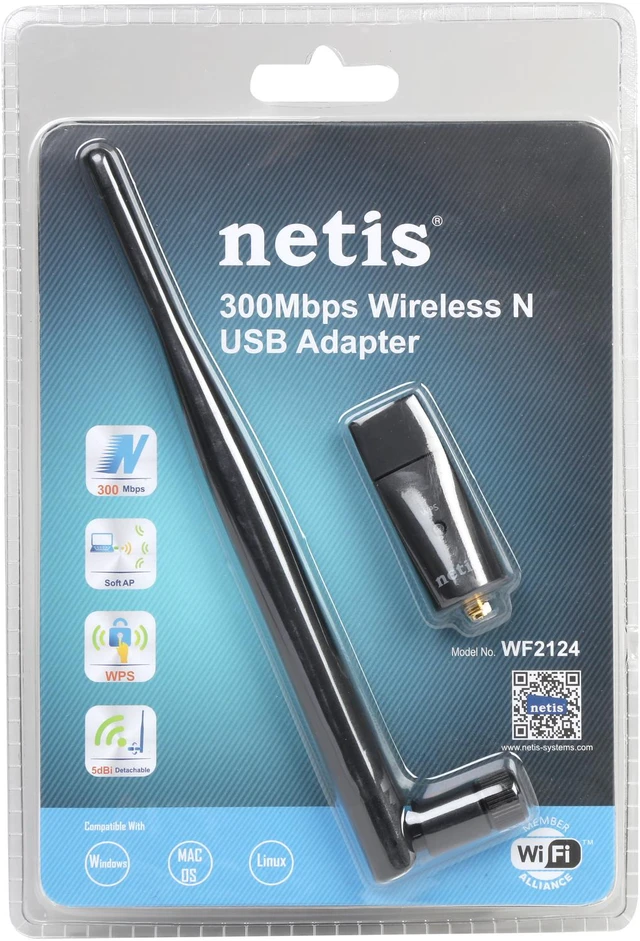 Netis Wf2124 Netis WF2124 N300 Wireless High Gain USB Adapter, Detachable One 5dBi ...