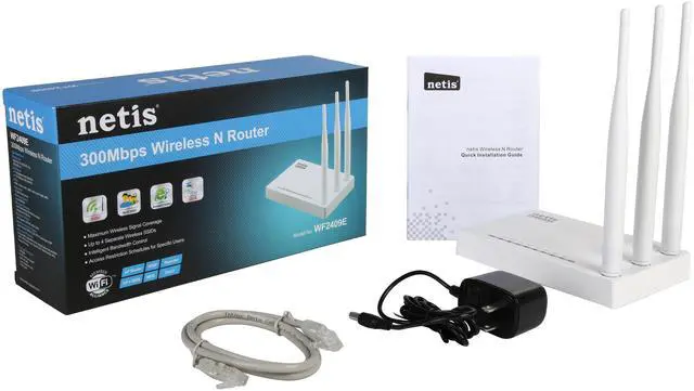 Alt view image 7 of 6 - Netis WF2409E 300 Mbps High-Speed Wireless N Router | Smart 3 x 5dBi High Gain Antennas with Parental Control for Computers, Smartphones, Wireless Cameras