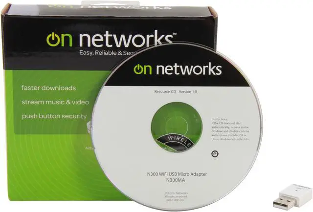Alt view image 4 of 4 - On Networks N300MA N300 Wireless Micro Adapter IEEE 802.11b/g/n USB 2.0 Up to 300Mbps Wireless Data Rates