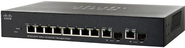 Main image of Cisco SF302-08PP 8-Port 10/100 PoE+ Managed Switch