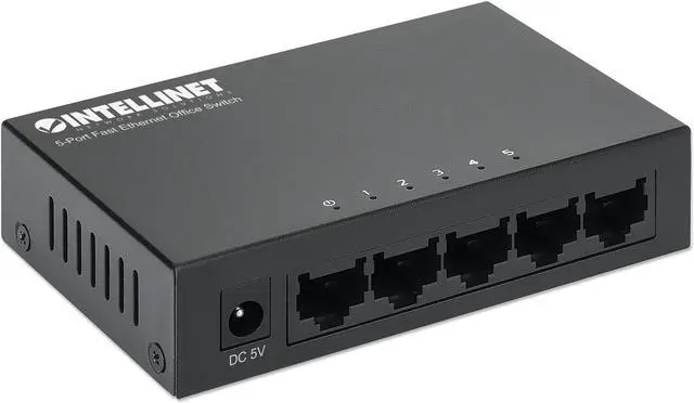 Alt view image 2 of 7 - Intellinet 5-Port Fast Ethernet Office Switch, Desktop Size, Metal, IEEE 802.3az (Energy Efficient Ethernet)