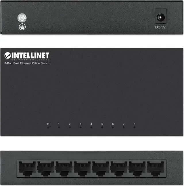 Alt view image 5 of 7 - Intellinet 8-Port Fast Ethernet Office Switch, Desktop Size, Metal, IEEE 802.3az (Energy Efficient Ethernet)