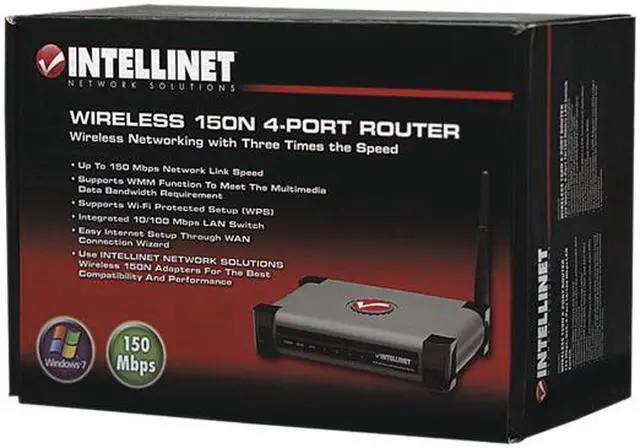 Alt view image 3 of 3 - Intellinet 524445 Wireless 150N 4-Port Router IEEE 802.1d, IEEE 802.11b/g/n, IEEE 802.3/3u