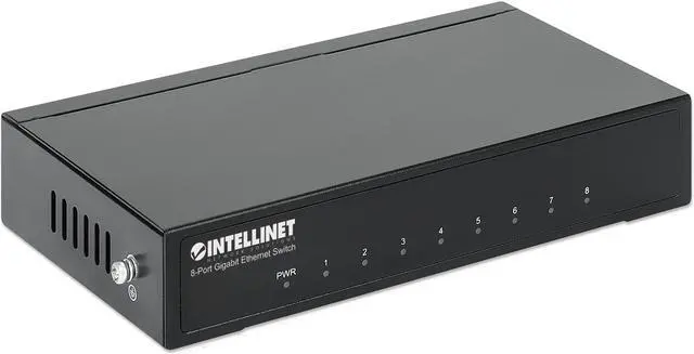 Alt view image 2 of 8 - Intellinet 8-Port Gigabit Ethernet Switch, Desktop size, Metal Housing, IEEE 802.3az (Energy Efficient Ethernet)