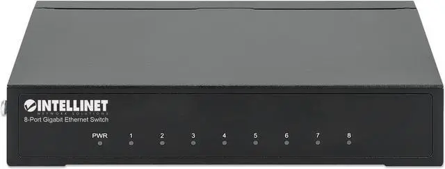 Alt view image 3 of 8 - Intellinet 8-Port Gigabit Ethernet Switch, Desktop size, Metal Housing, IEEE 802.3az (Energy Efficient Ethernet)