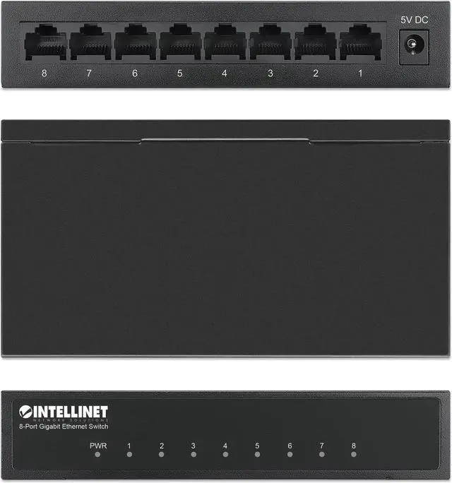 Alt view image 5 of 8 - Intellinet 8-Port Gigabit Ethernet Switch, Desktop size, Metal Housing, IEEE 802.3az (Energy Efficient Ethernet)