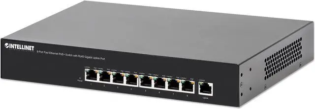 Main image of Intellinet 8-Port Fast Ethernet PoE+ Switch, 8 x PoE ports, IEEE 802.3at/af Power-over-Ethernet (PoE+/PoE), Endspan, Desktop