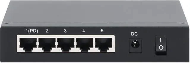 Alt view image 6 of 9 - Intellinet PoE-Powered 5-Port Gigabit Switch with PoE-Passthrough, One PoE PD Port, Four PSE PoE ports, IEEE 802.3at/af (PoE+/PoE) Compliant, PoE Power Budget up to 60 W, Desktop Format, Wall-mount Option