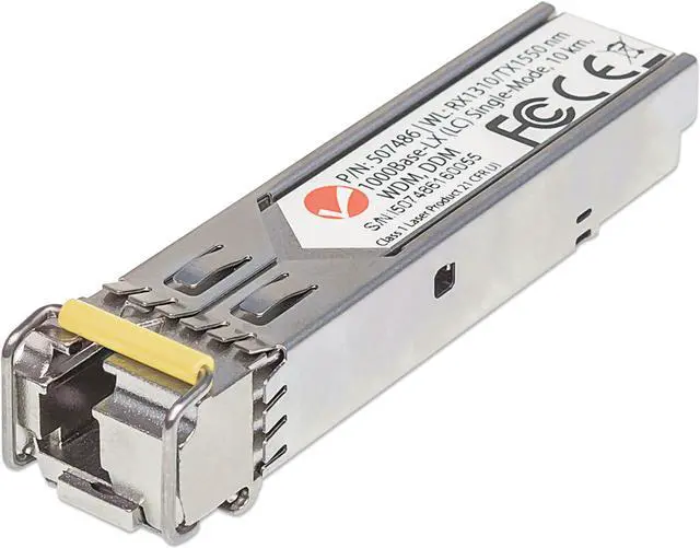 Main image of Intellinet Gigabit Fiber WDM Bi-Directional SFP Optical Transceiver Module, 1000Base-LX (LC) Single-Mode Port, 10 km (6.2 mi.), WDM (RX1310/TX1550)